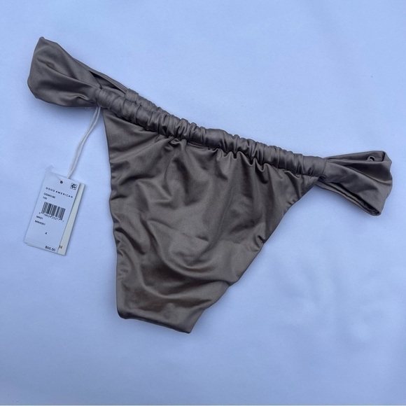 Good American Mink Shine Satin Ruched High Rise Bikini Bottoms Size 4/XLarge NWT - Picture 11 of 16
